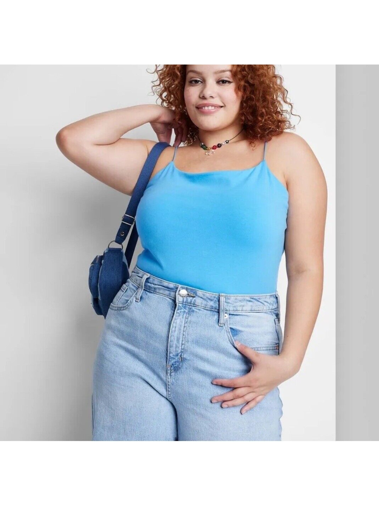 Wild Fable Spaghetti Strap Bodysuit -Sky Blue Women's L Nwt